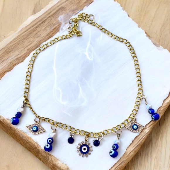 Evil eye charm necklace. 19” - Picture 2 of 16